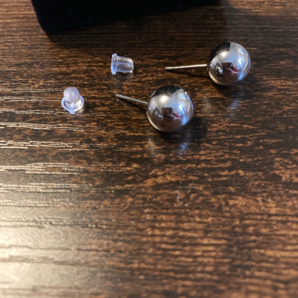 Vintage large silver tone ball earrings